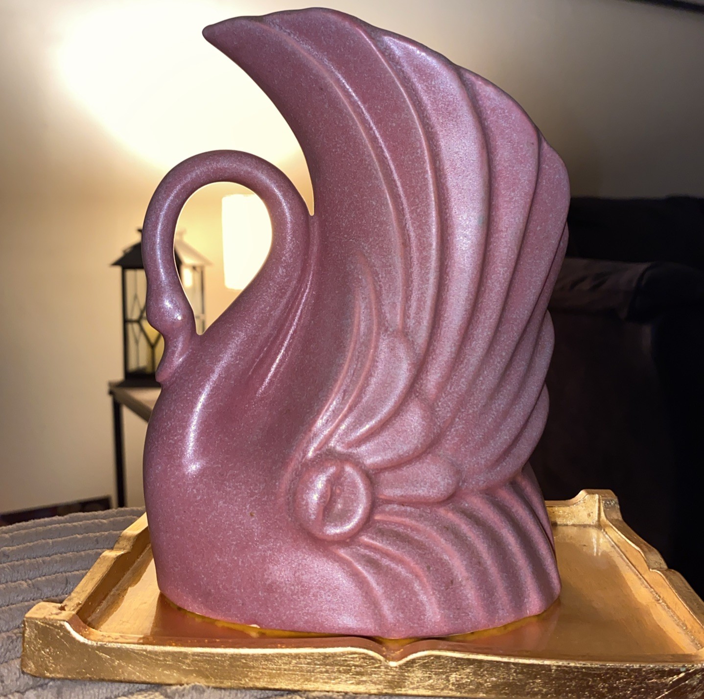 Vintage Niloak Pink Swan Clay Planter Vase Pottery 1940\'s GUC