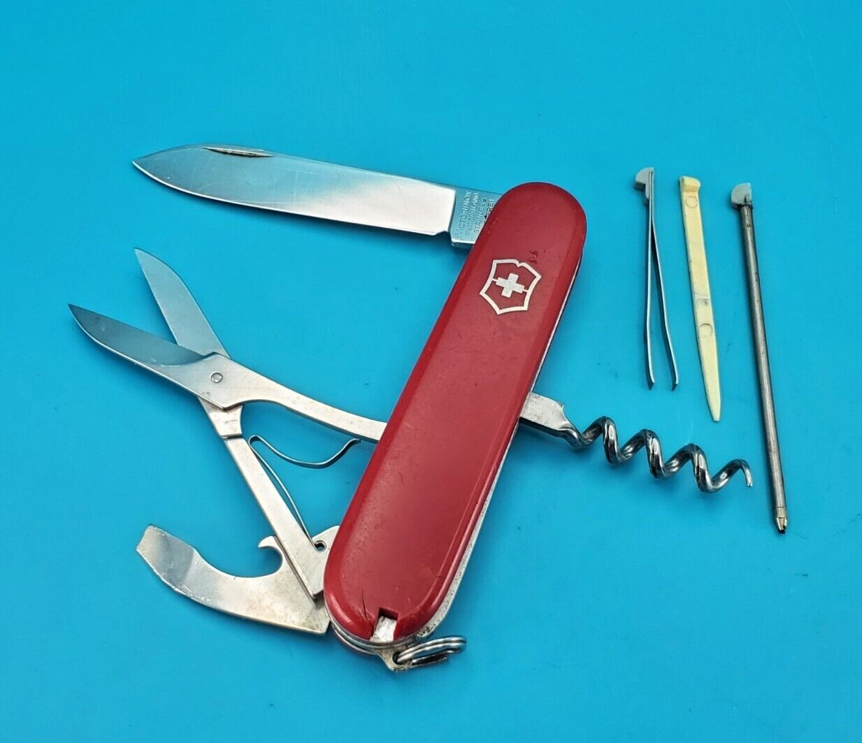 Vintage Victorinox Compact Swiss Army Knife Multi Tool 91mm Red