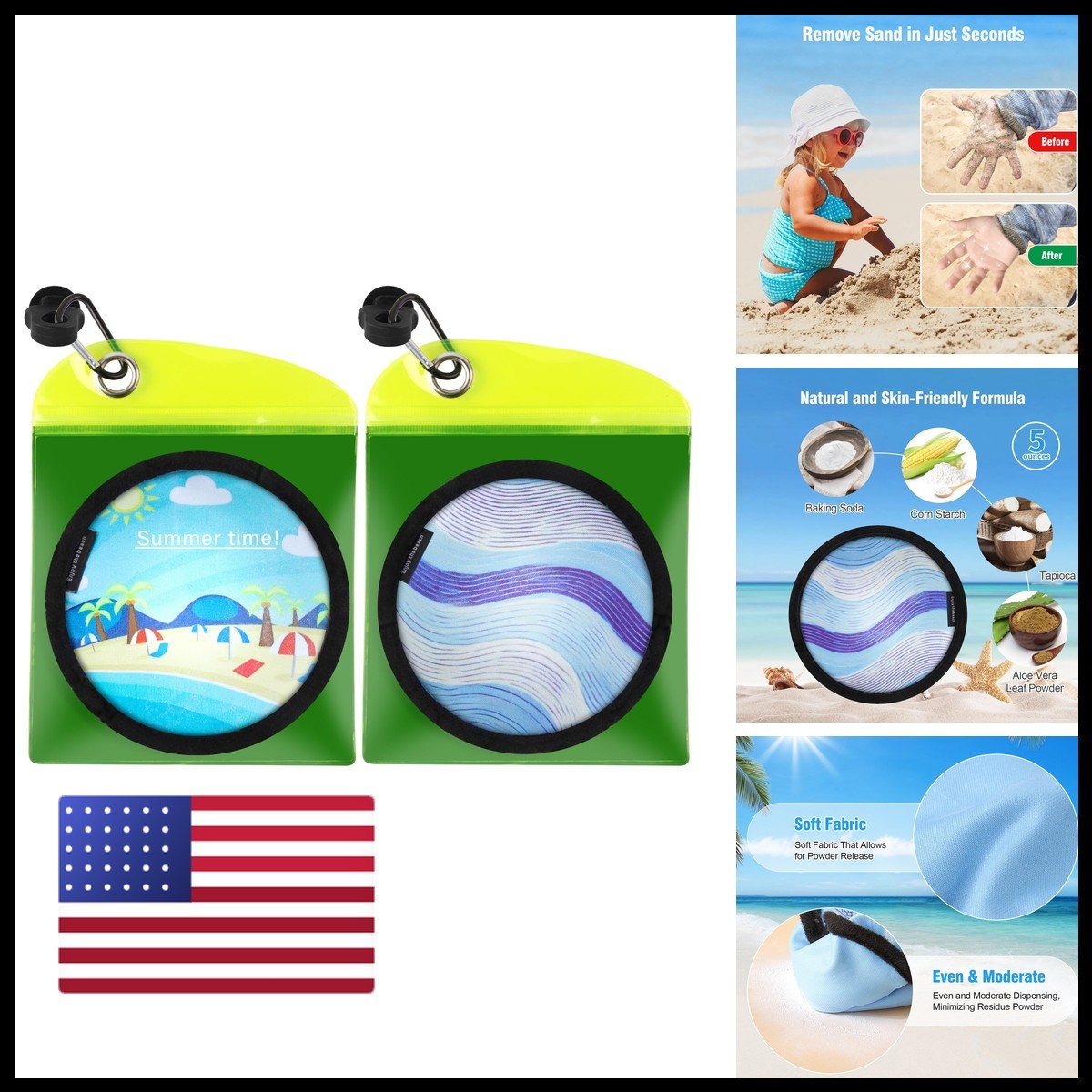 BUT Talc-Free Double Capacity Sand Remover Beach - Gentle On Skin Instant Sand BUT Talc-Free Double Capacity Sand Remover Beach - Gentle On Skin Instant Sand