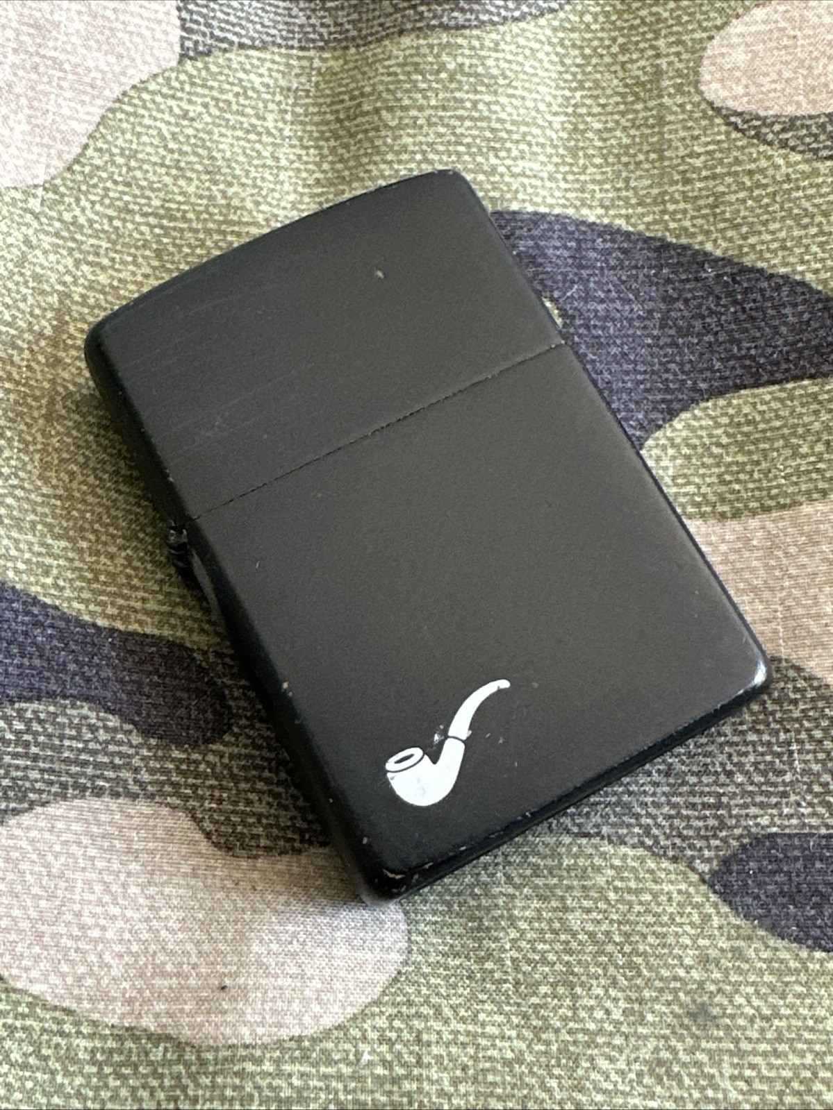 1994 Vintage Zippo Pipe Lighter - Black Matte With White Pipe Logo 1994 Vintage Zippo Pipe Lighter - Black Matte With White Pipe Logo