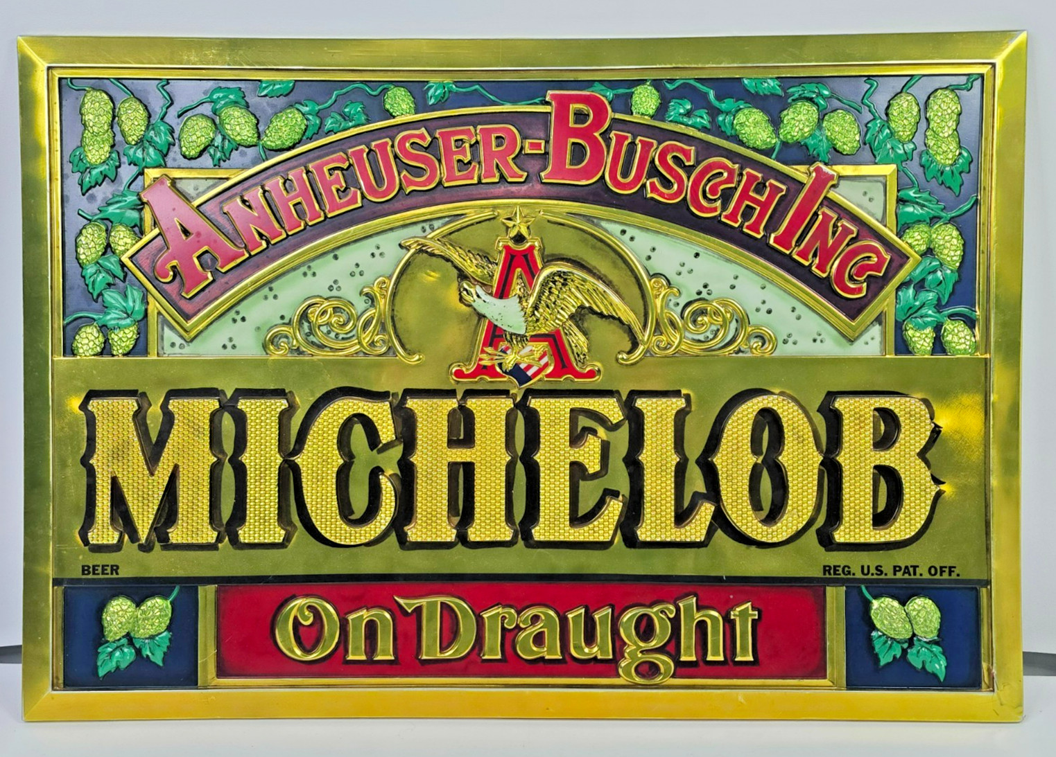 Vintage Michelob On Draught Embossed Plastic Beer Sign 30\