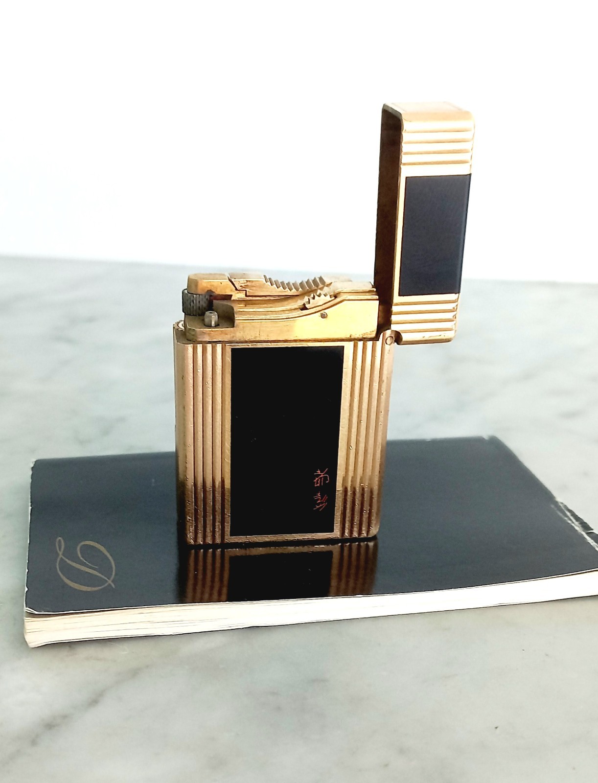 ST DUPONT Gold Laminated Lacquered Lighter LIGHTER LAQUE DE CHINE LIGNE 1 PICCOLO