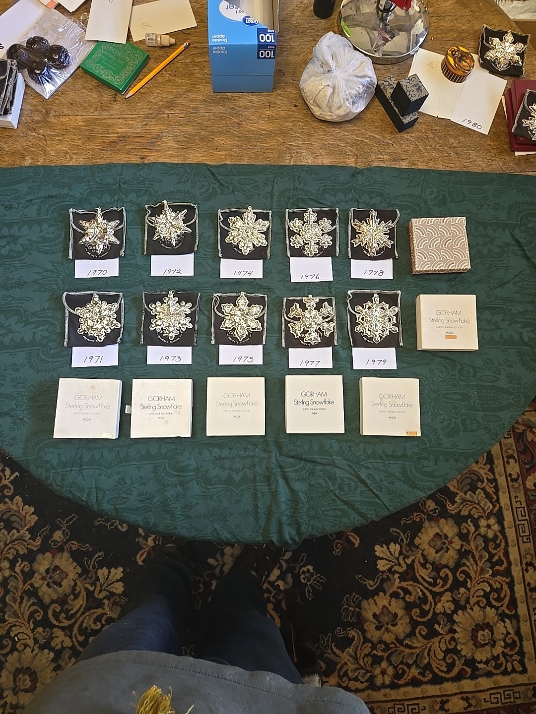 Gorham Sterling Silver Snowflake Ornaments 1970-1979 Complete 10 Year Set