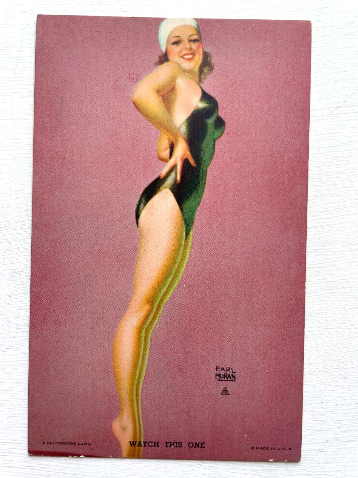 1940's Pinup Girl Picture Mutoscope Card by Earl Moran- Watch This One