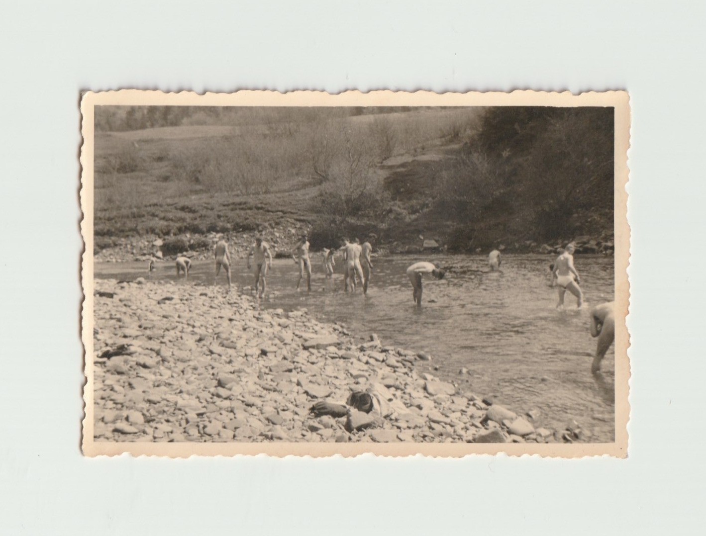 c.1940s WW2 Group of German Soldiers Skinny Dipping/Bathing in a River Gay Int