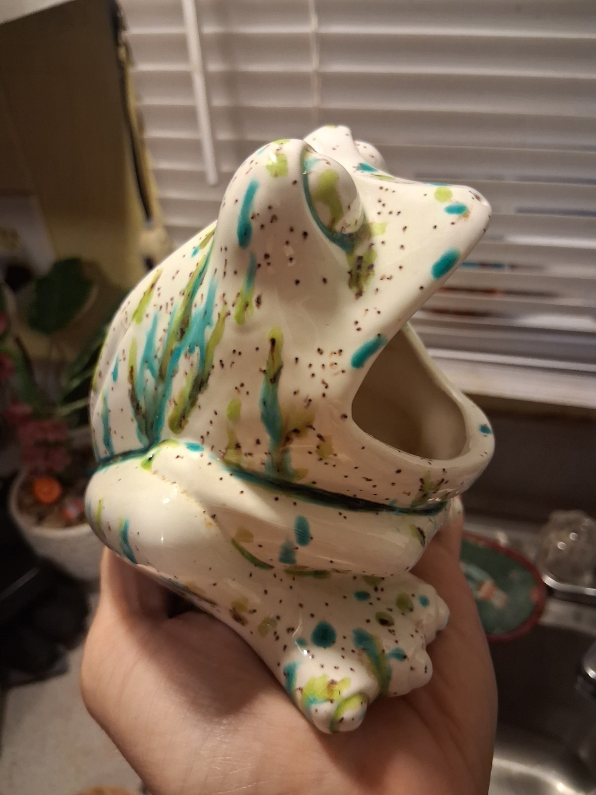 Vintage Speckled Ceramic Frog Soap Dish Sponge Holder Nov 74 blue green speckled Vintage Speckled Ceramic Frog Soap Dish Sponge Holder Nov 74 blue green speckled