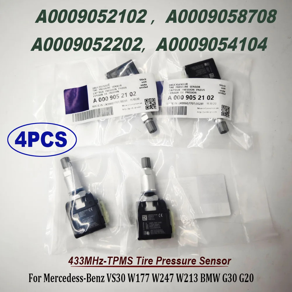 4PCS A0009052102 433MHz TPMS Tire Pressure Sensor For Mercedess-Benzz W177 A0009