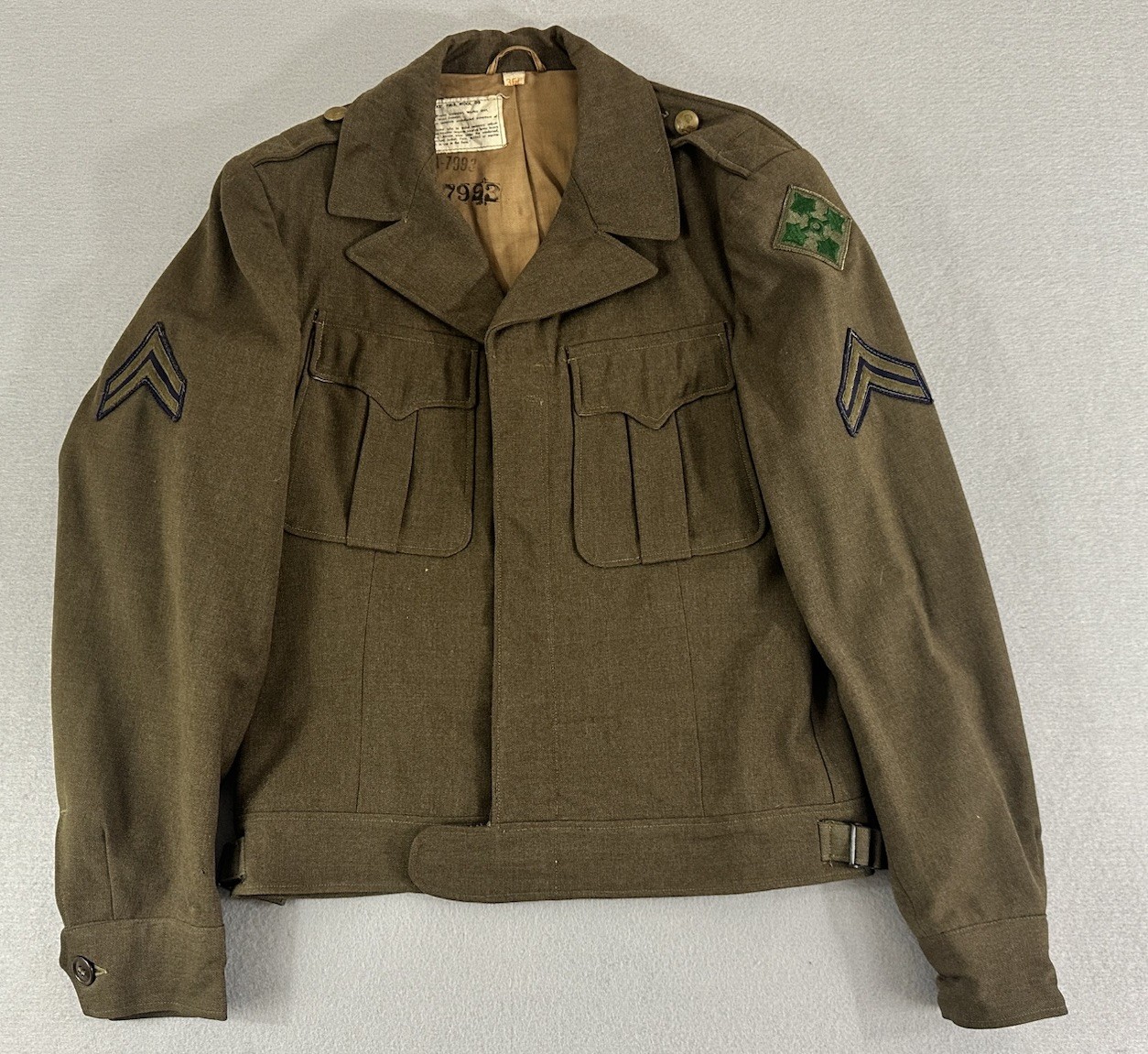 Vintage US Army Ike Wool Jacket WWII 4th Infantry Division Corporal Original