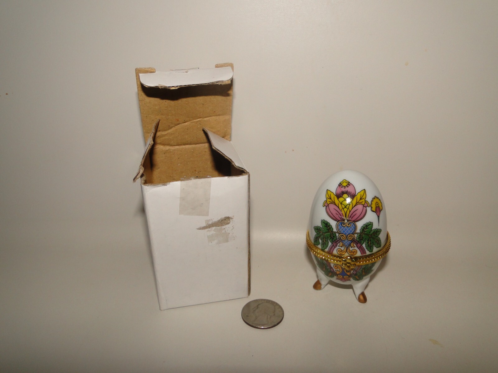 Hampton Direct Porcelain Egg Trinket Box Decorative Hinged with Box