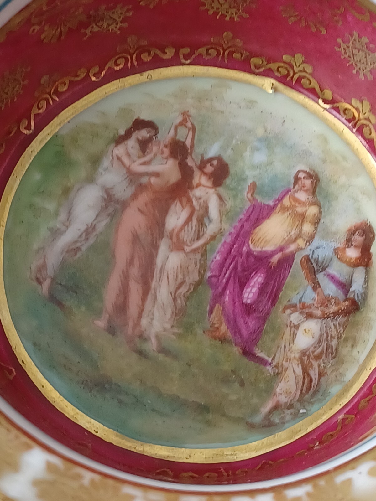 Vintage  2 Pices Austria Porcelain  Handmade Paint W,5 Grace\'s Gorgeus ⁰5X3 ,1/2
