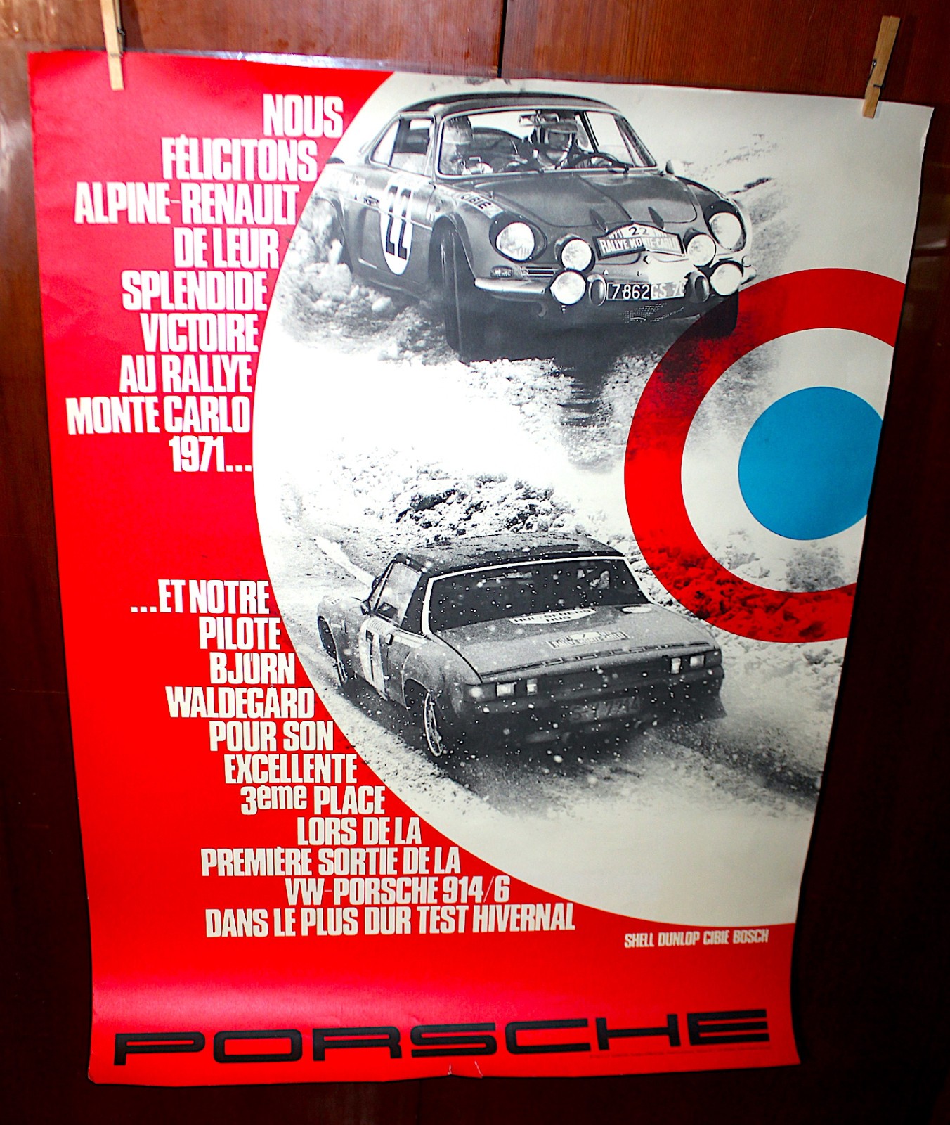 1971 Porsche Renault Monte Carlo Rally Poster - Original - Erich Strenger 1971 Porsche Renault Monte Carlo Rally Poster - Original - Erich Strenger