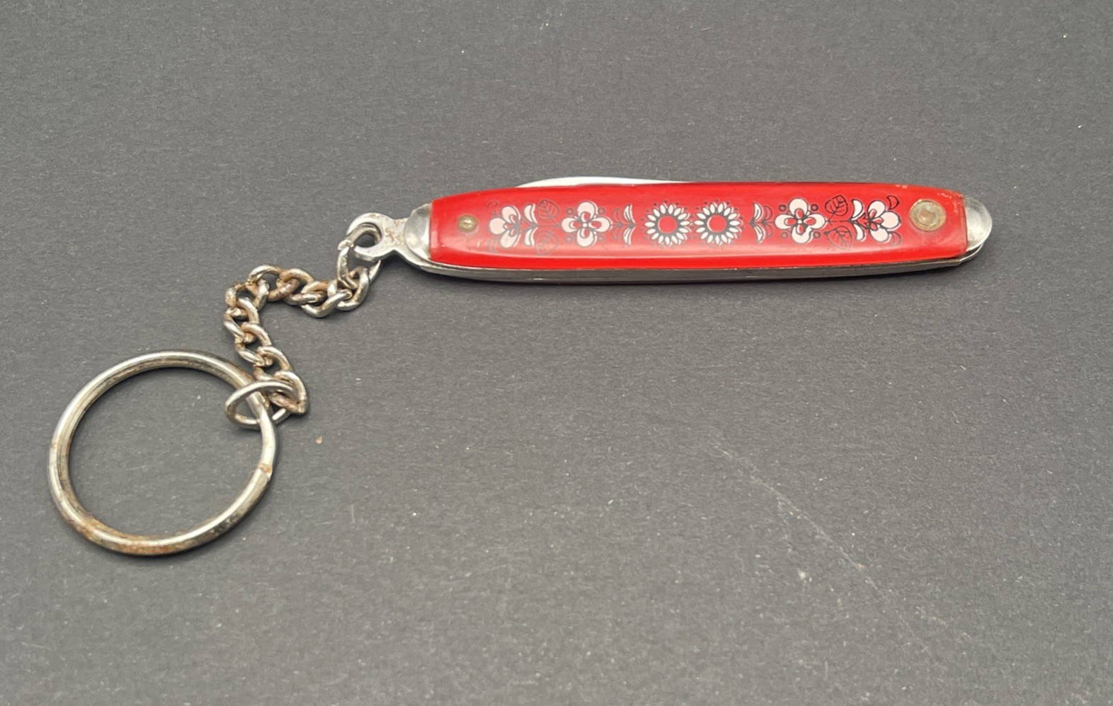 🔥 Vintage Tramontina Lucite keychain pocket knife with Flower Motifs Brazil
