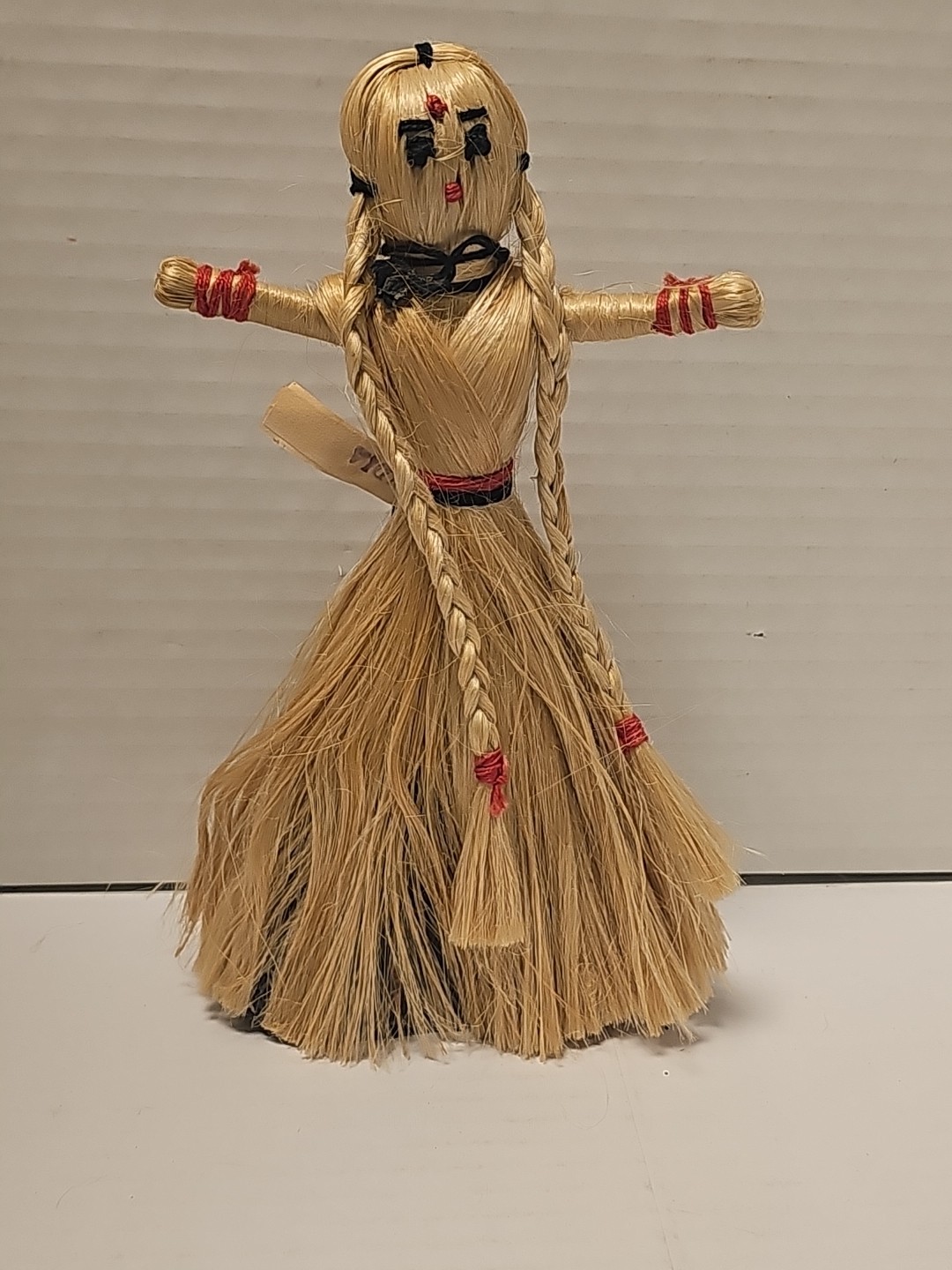 VTG  folk art doll natural Fibers made in India, Toy, Decor, Collectible 6”