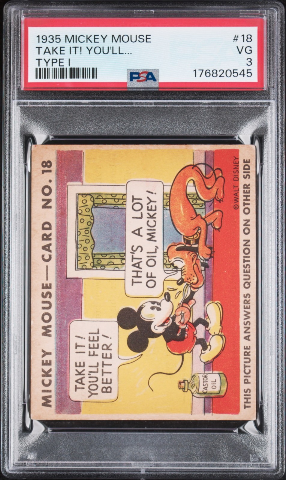 1935 Gum Inc Mickey Mouse R89 Take It You'll Feel Better #18 PSA 3 3q4