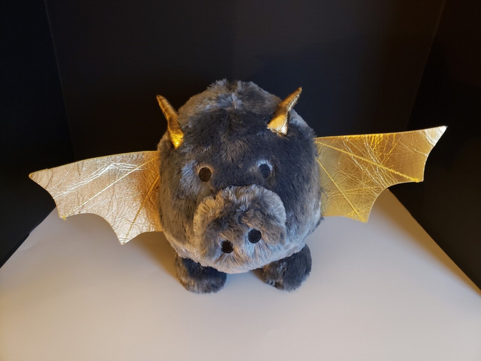 Flying Dragon Pig Plush Piggy Bank Coin Gray Gold Stuffed Animal Large Toy