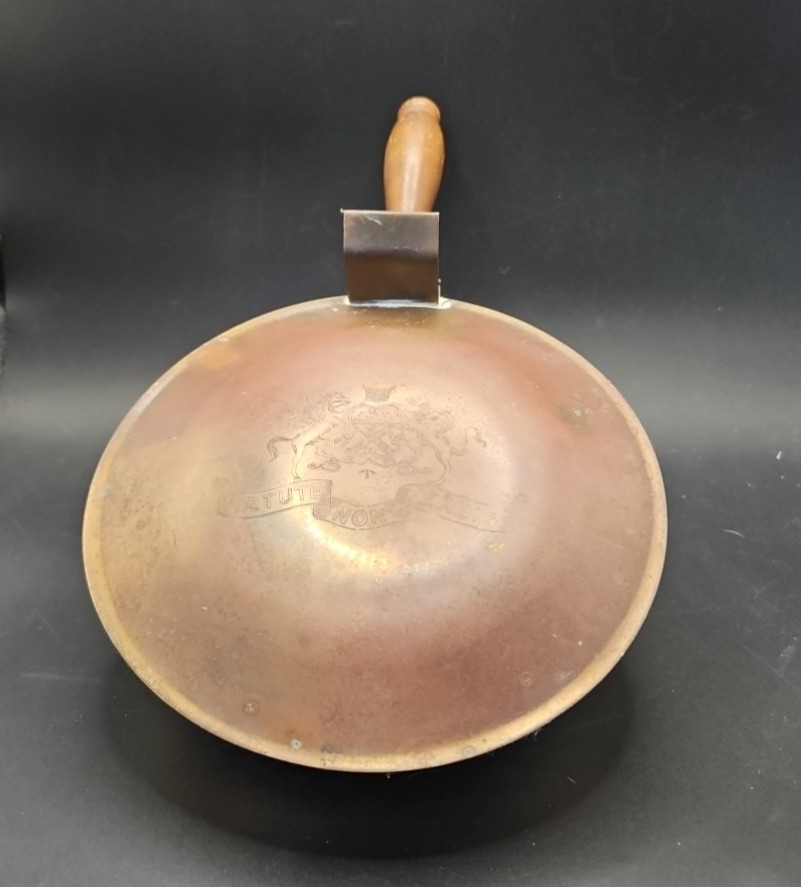 Vintage Brass Copper Silent Butler Wood Handle Patina Colonial Mid Century Moder