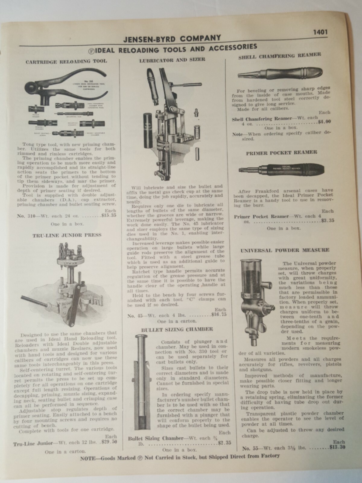 1951 print ad vintage IDEAL RELOADING TOOLS ACCESSORIES ammunition molds press