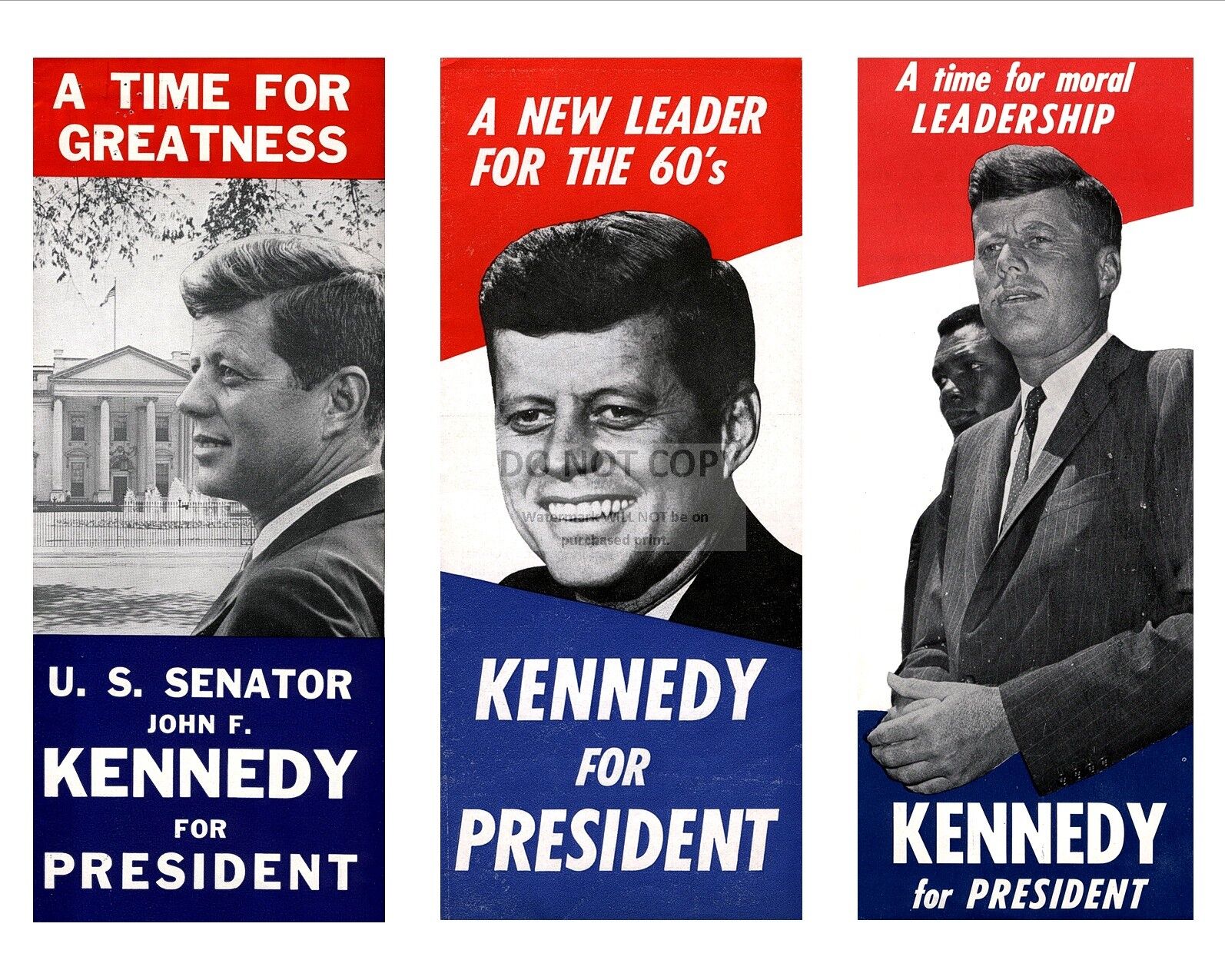 JOHN F. KENNEDY PRESIDENTIAL CAMPAIGN POSTERS 3 ON 1 PRINT - 8X10 PHOTO (ZY-221)