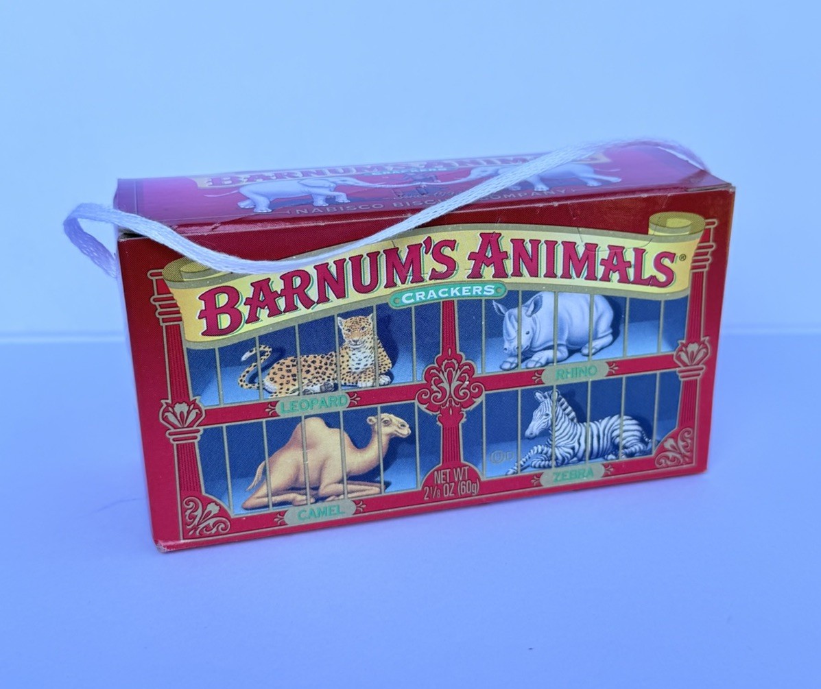 Vintage 1990's Nabisco Barnum's Animal Crackers CHRISTMAS Box w/ String SEALED