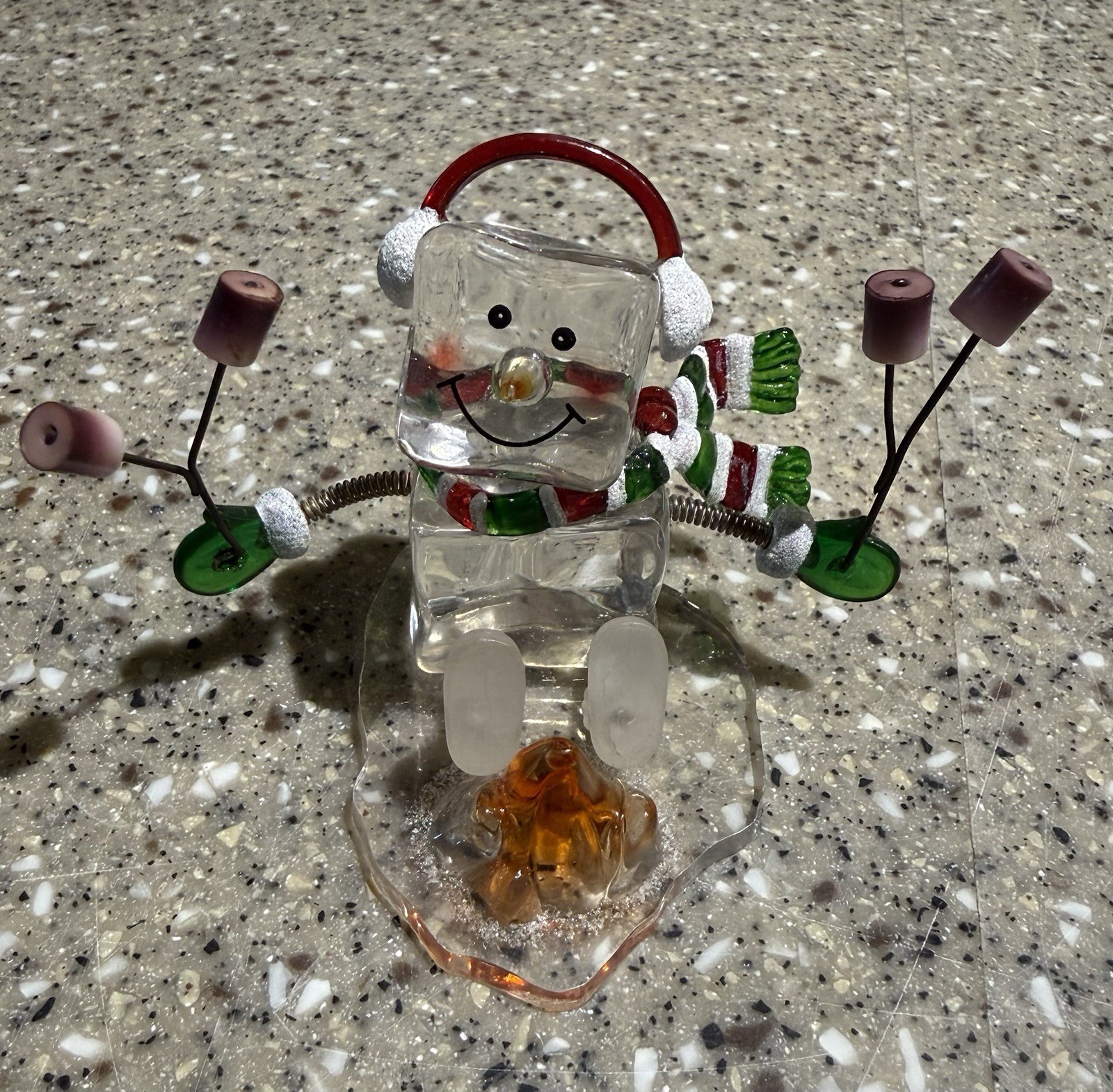 Seasons Of Cannon Falls Ice Cube Snowman Acrylic Roasting Marshmallows Vintage