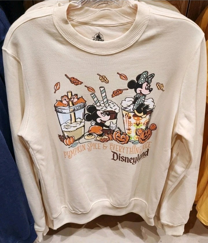 2025 Disney Parks Crewneck Disneyland Fall Pumpkin Spice Adult XL New W Tags