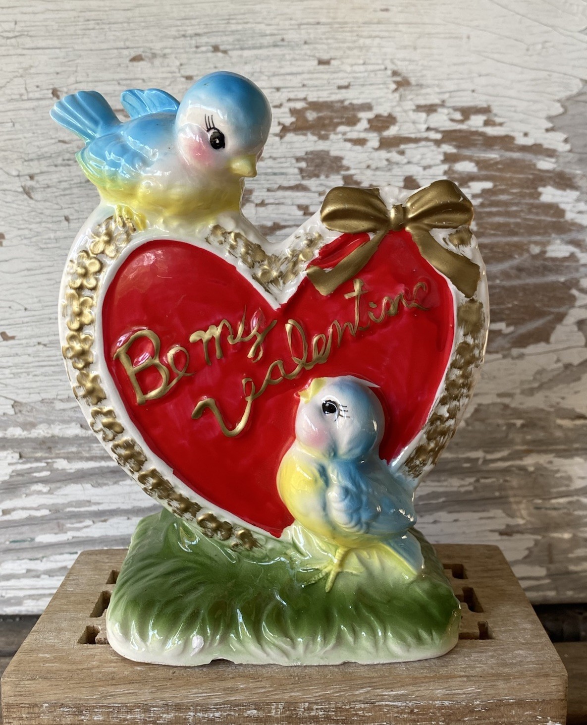Rare Vintage Napco Napcoware Japan Valentine's Day Planter Bluebirds Heart