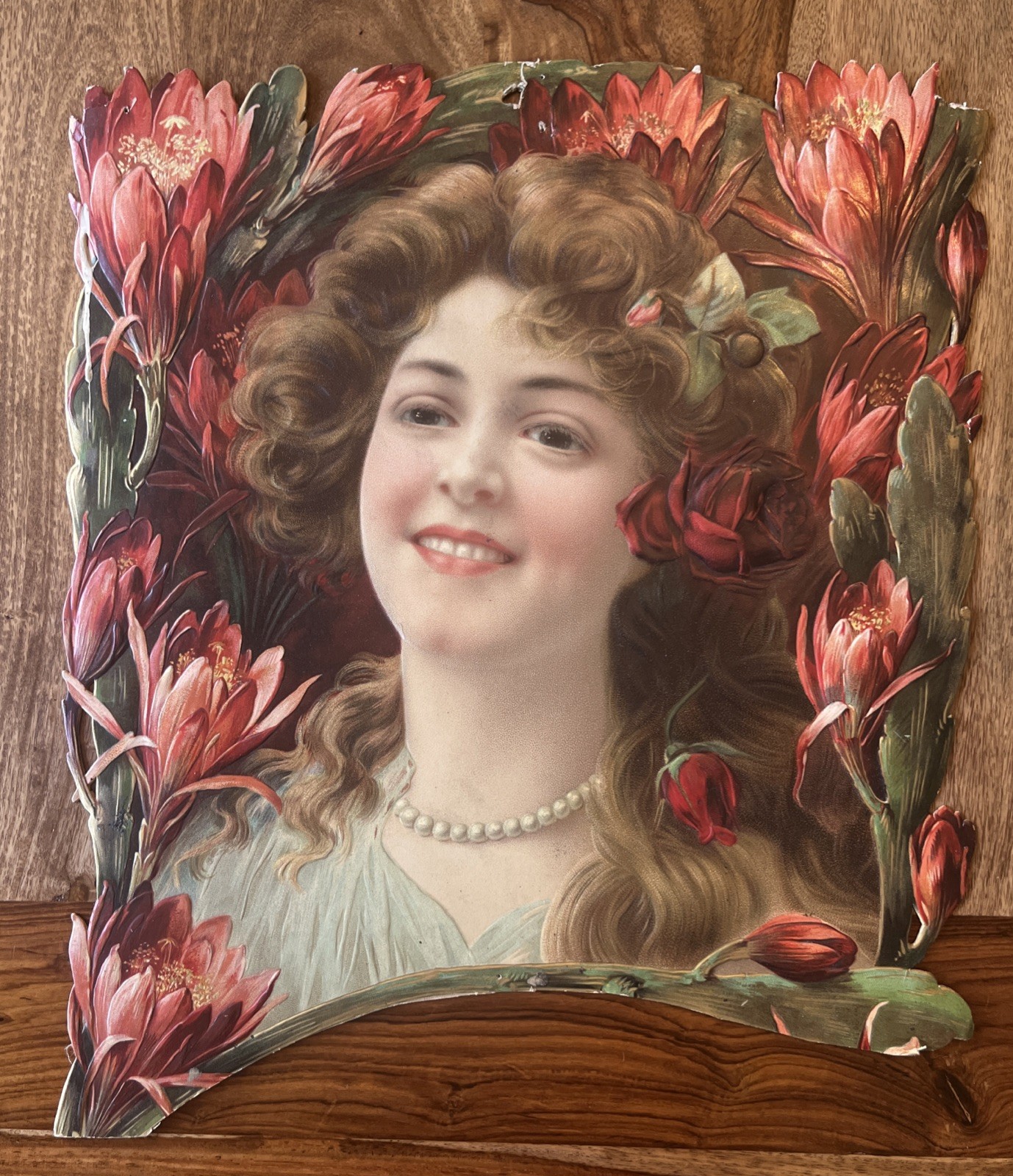 Antique Die Cut Embossed Advertising  Victorian Art 17x15