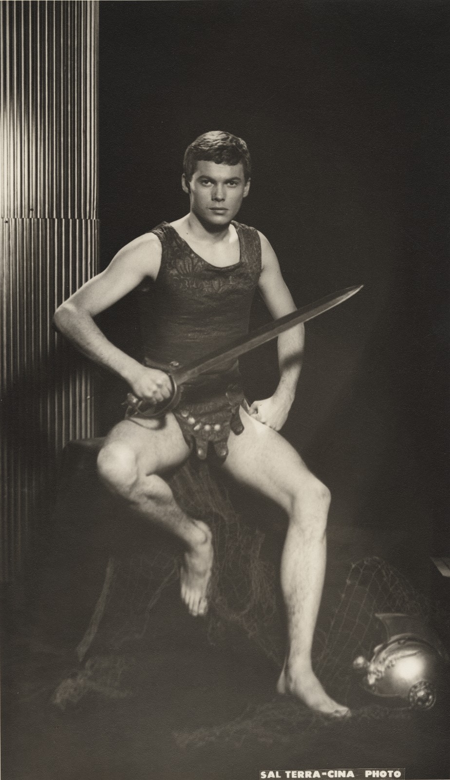 c. 1950\'s Man in Roman Uniform and Sword Large Photograph by SAL TERRACINA