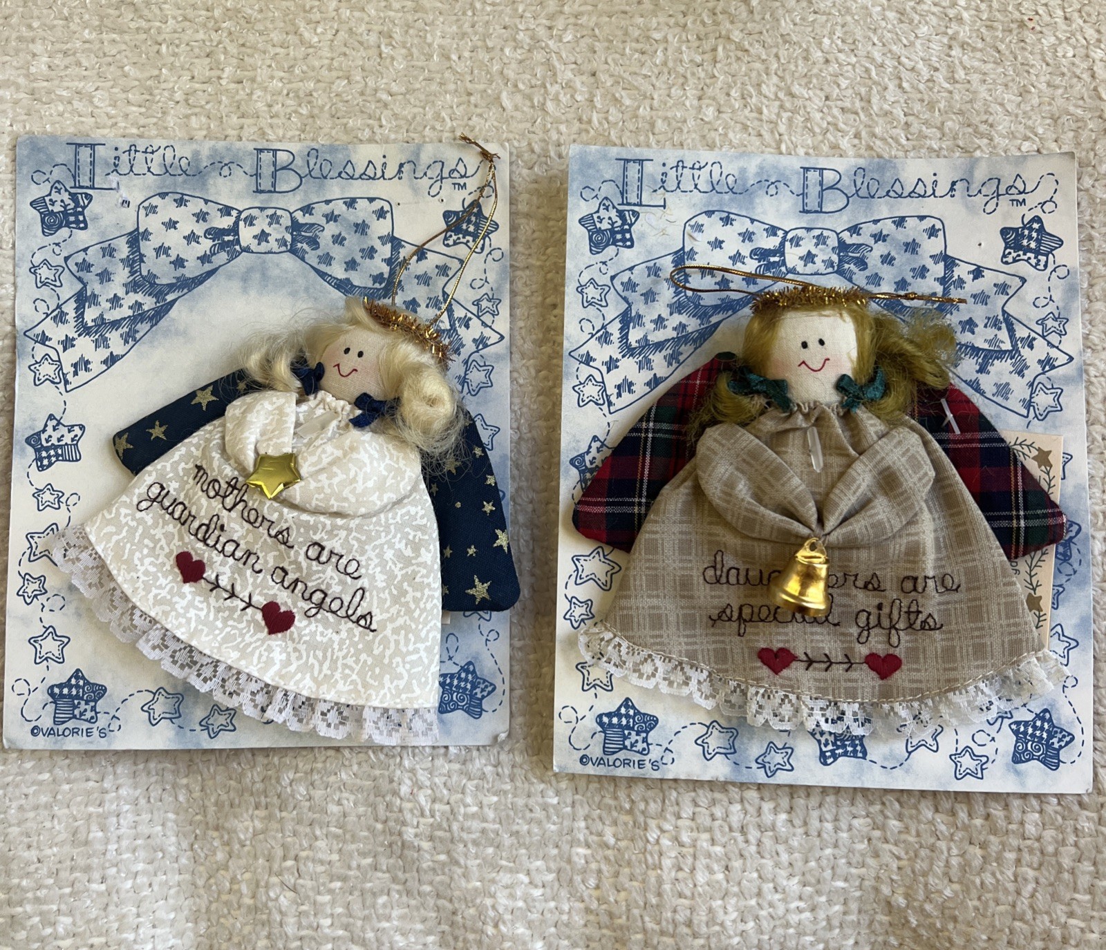 Vtg Valories Little Blessings Angel Christmas Ornament Pair Mother Daughter Gift Vtg Valories Little Blessings Angel Christmas Ornament Pair Mother Daughter Gift