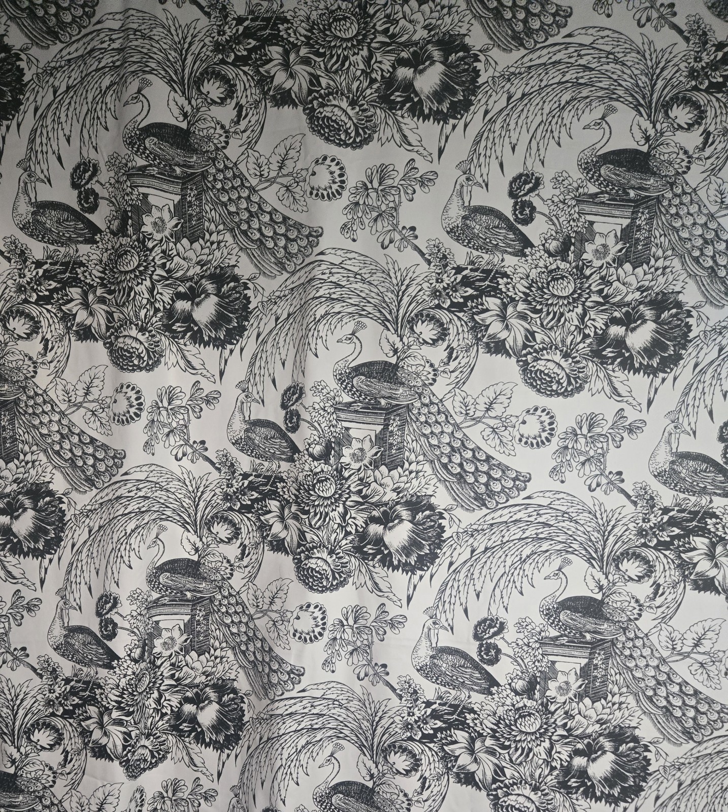 VTG 6.5+ Yds 1998 Pearce International Peacock Toile Du Jouy Fabric 58”W - NOIR