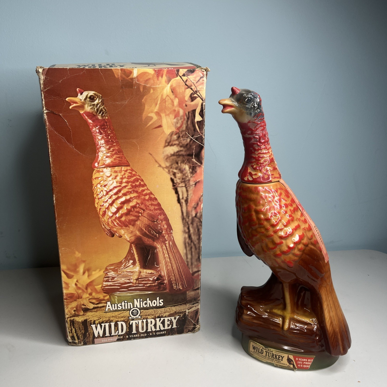 Austin Nichols Wild Turkey No.2 Decanter w/Original Box-Empty-Top 1D