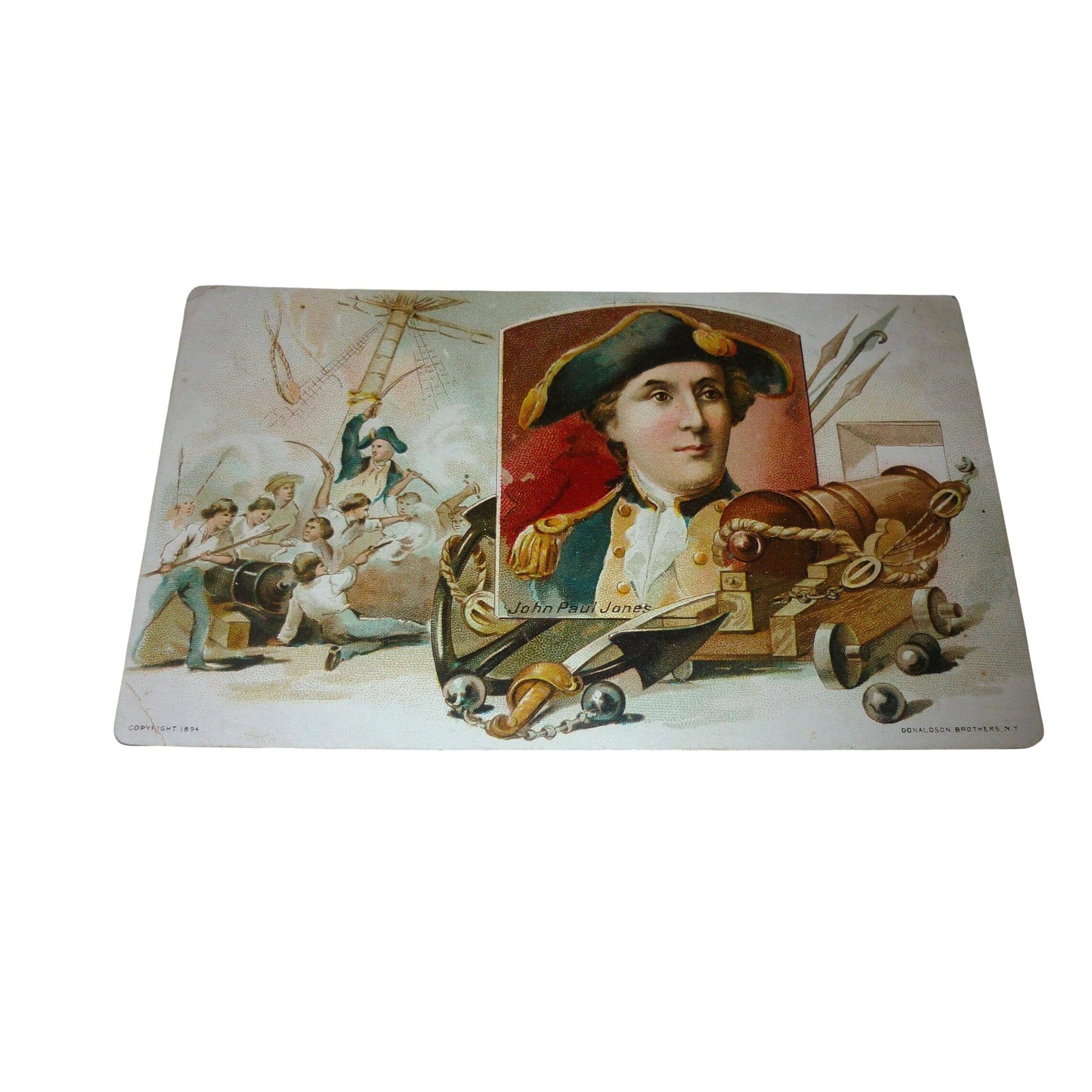 1894 Clark's Mile-End Spool Cotton Trade Card John Paul Jones Naval Hero