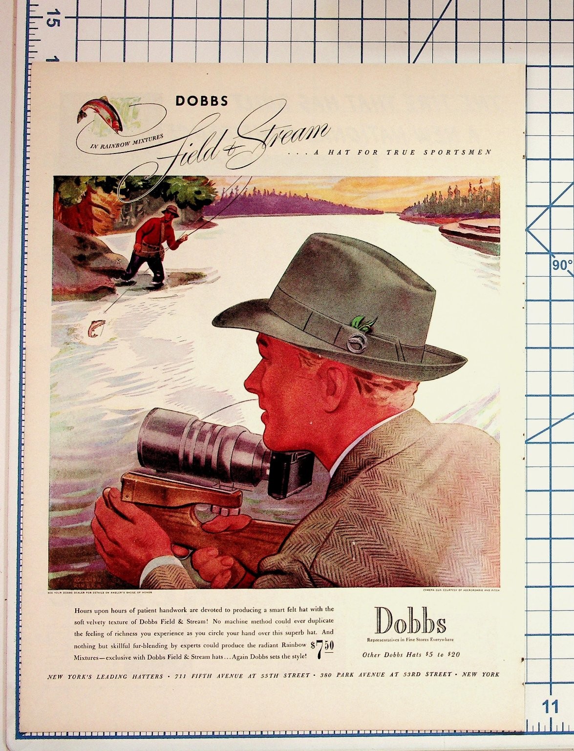 Vintage 1930s Dobbs Field & Stream Hat Ad - Sportsman Felt Hat New York Vintage 1930s Dobbs Field & Stream Hat Ad - Sportsman Felt Hat New York