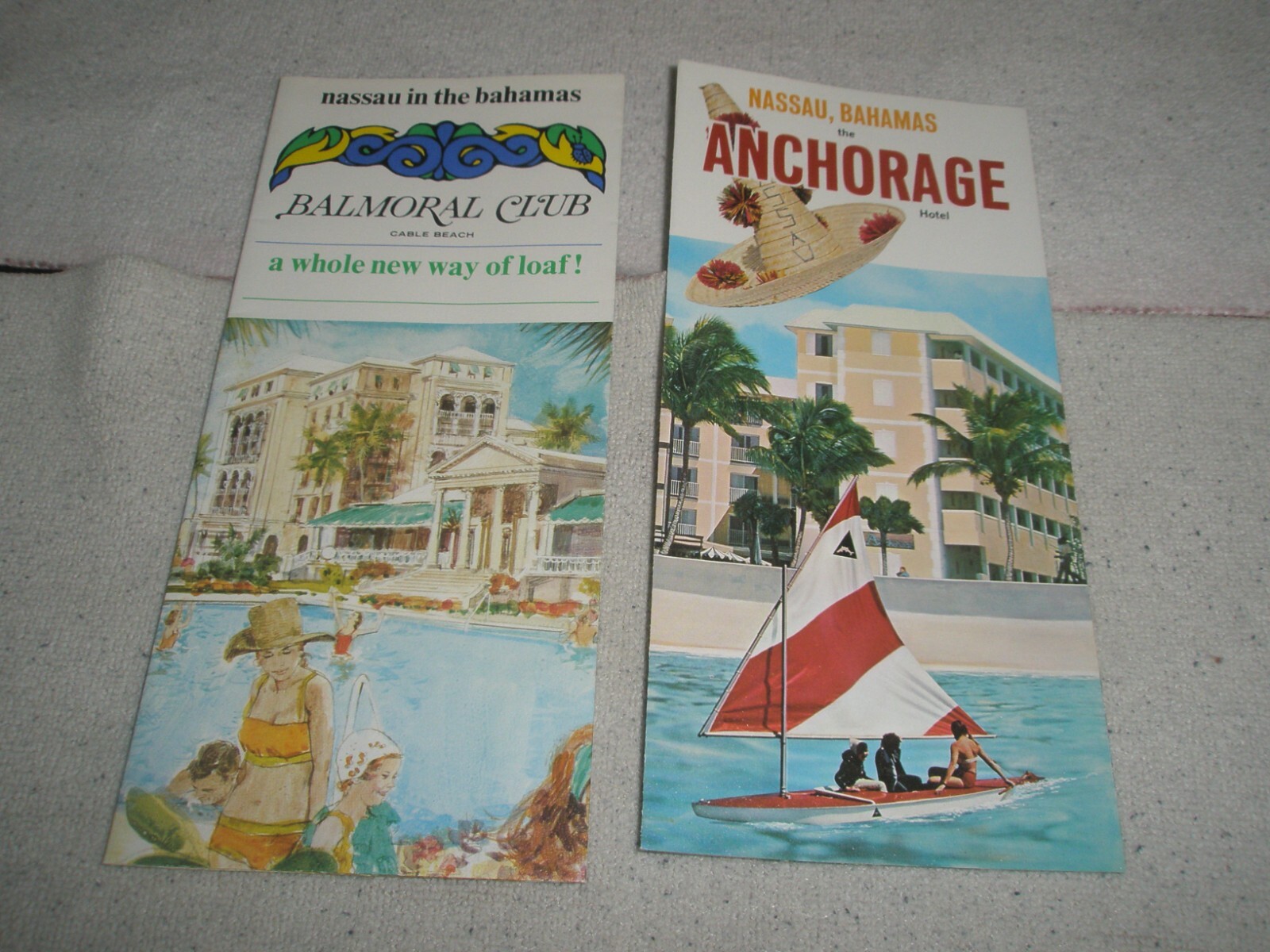 2 Nassau Bahamas 1968 hotel brochures Anchorage Hotel & Balmoral Club