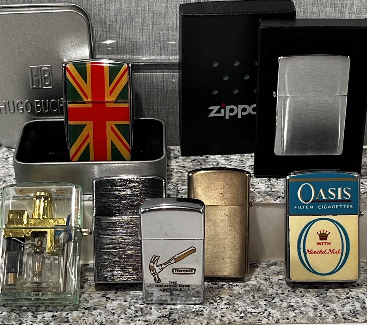 Lot of 6 Vintage Collector Lighters Zippo and Assorted Untested NEW USED