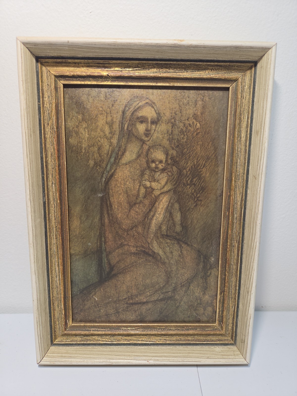 Vintage Madonna Child Religious Print Framed MCM Catholic Devotional Art Vintage Madonna Child Religious Print Framed MCM Catholic Devotional Art