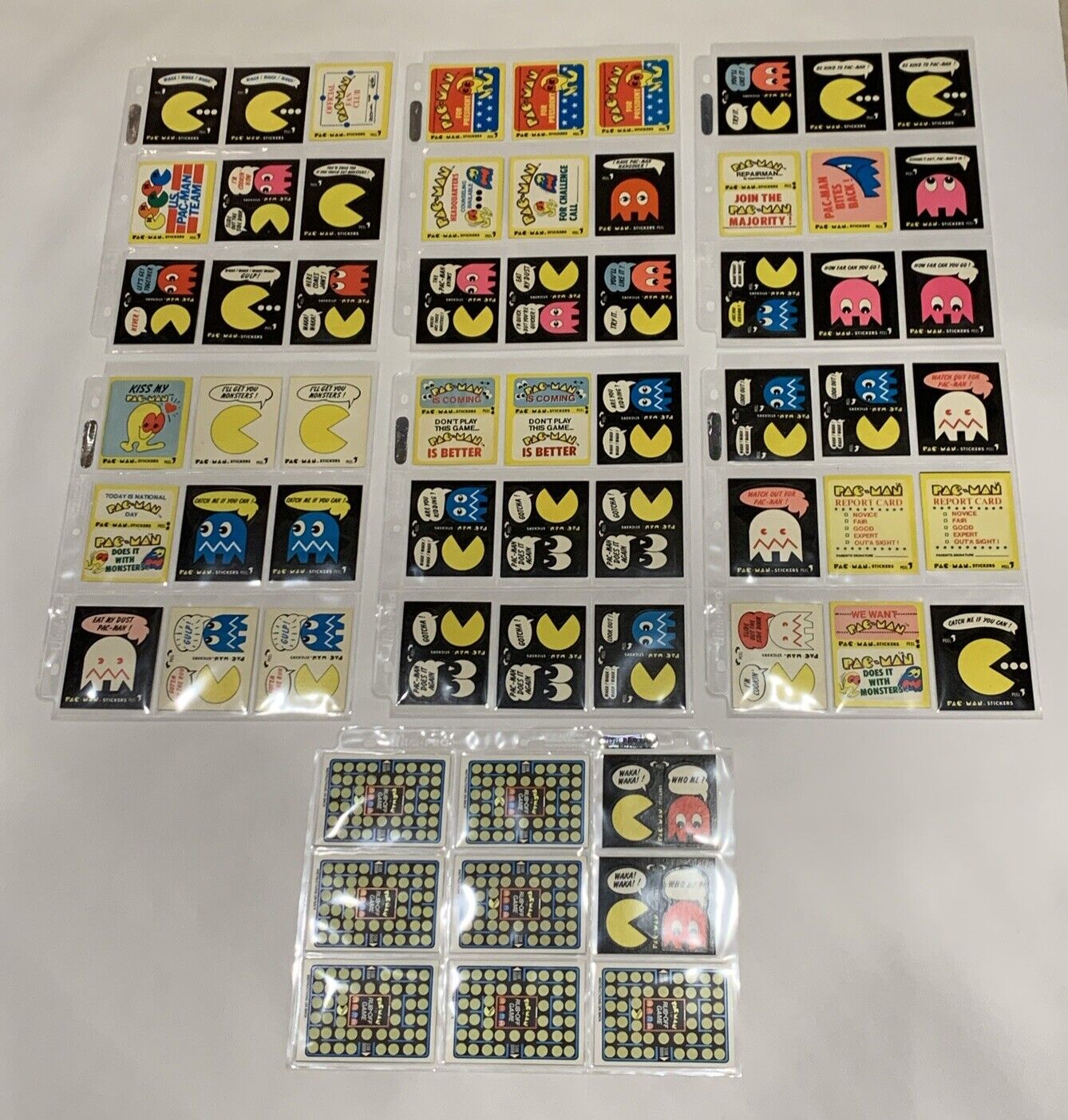VTG 1980 Fleer Lot of 56 Pac-Man Midway MFG Co Stickers + 7 Rub Offs Unused Mint