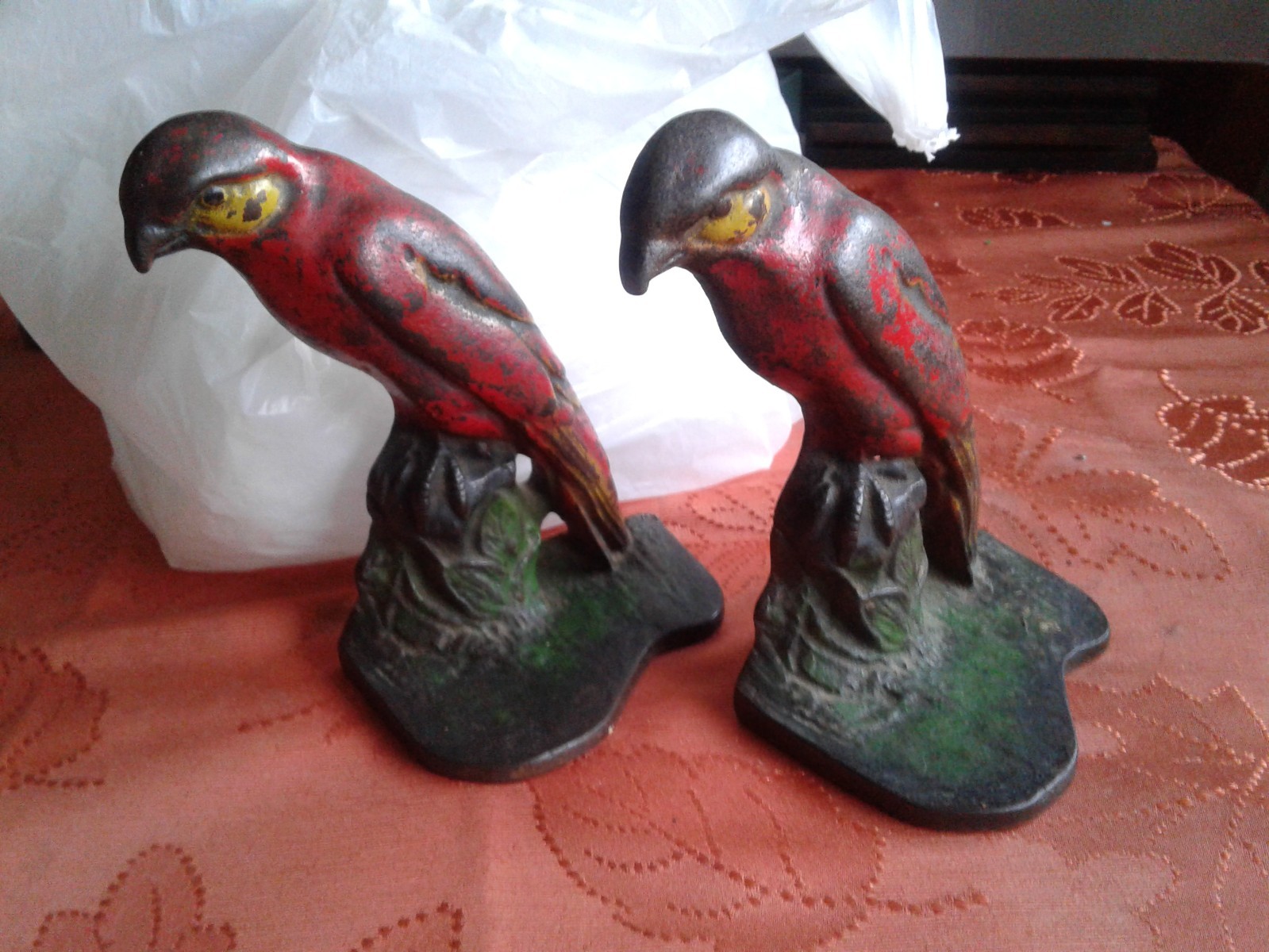 Antique USA Cast Iron Bird Bookends, Door Stop # 78