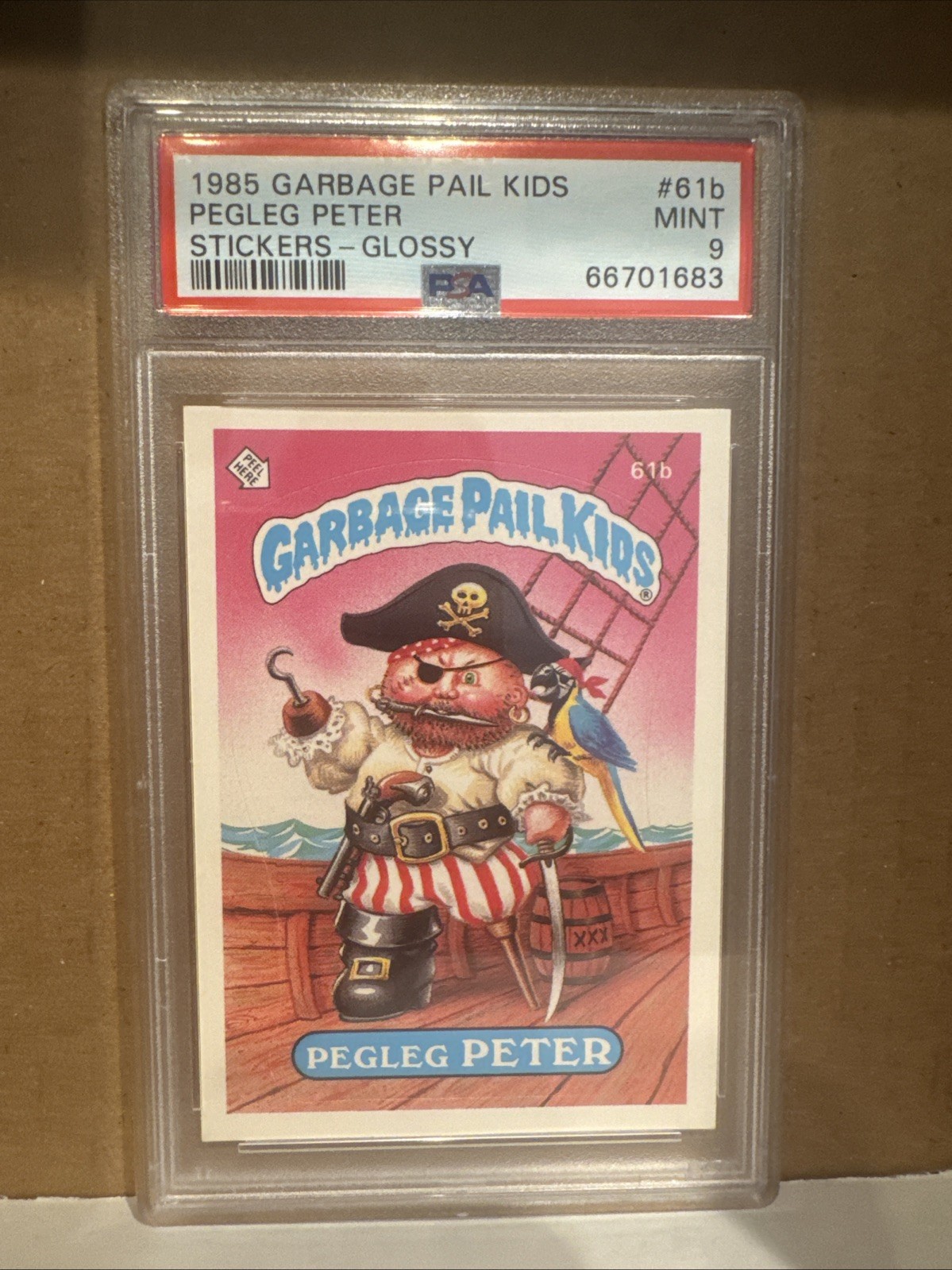 1985 Garbage Pail Kids GPK Stickers #61b Pegleg Peter Glossy PSA 9 MINT Series 2