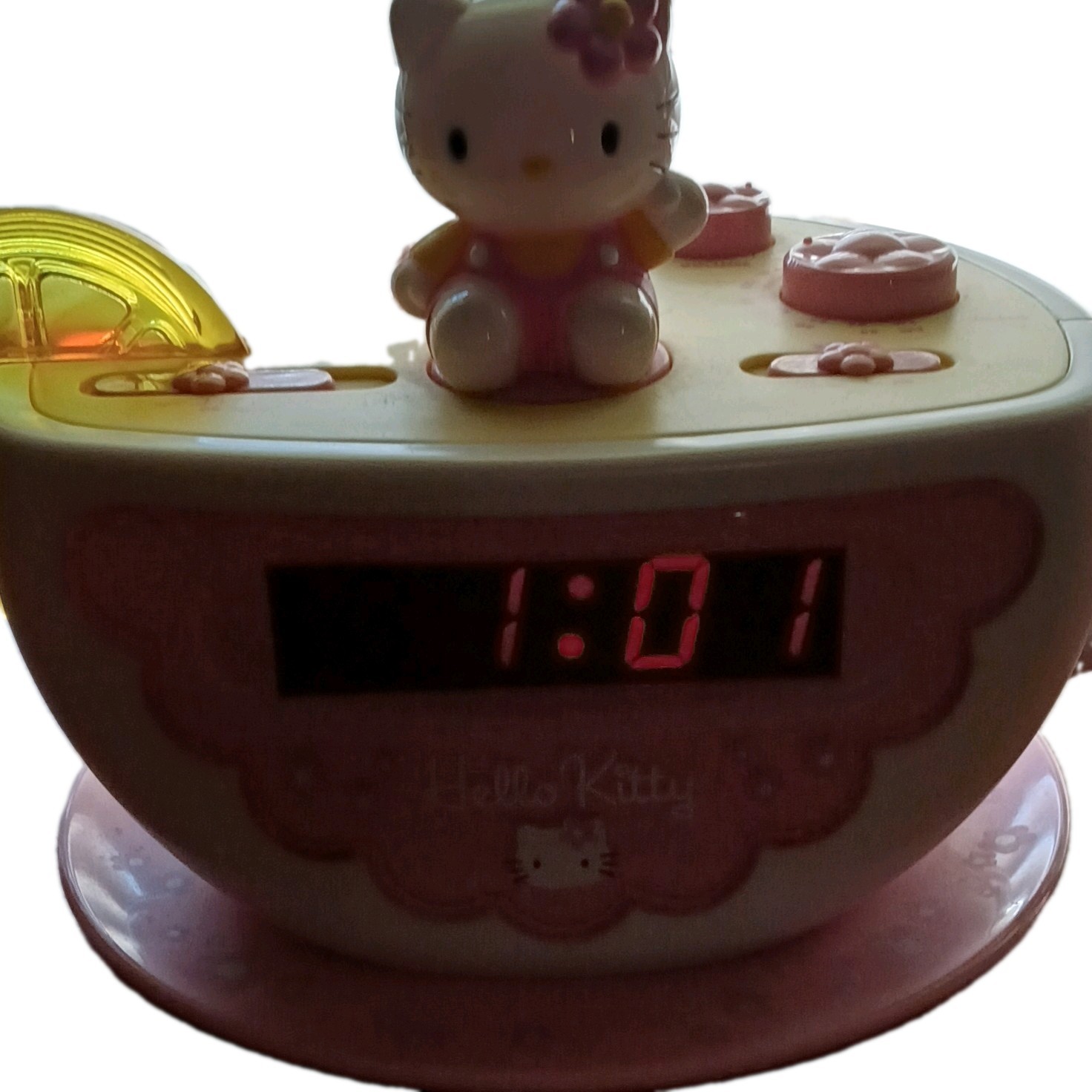 Vintage Hello Kitty Tea Cup Clock Radio AM/FM Night Light Lemon - Sanrio
