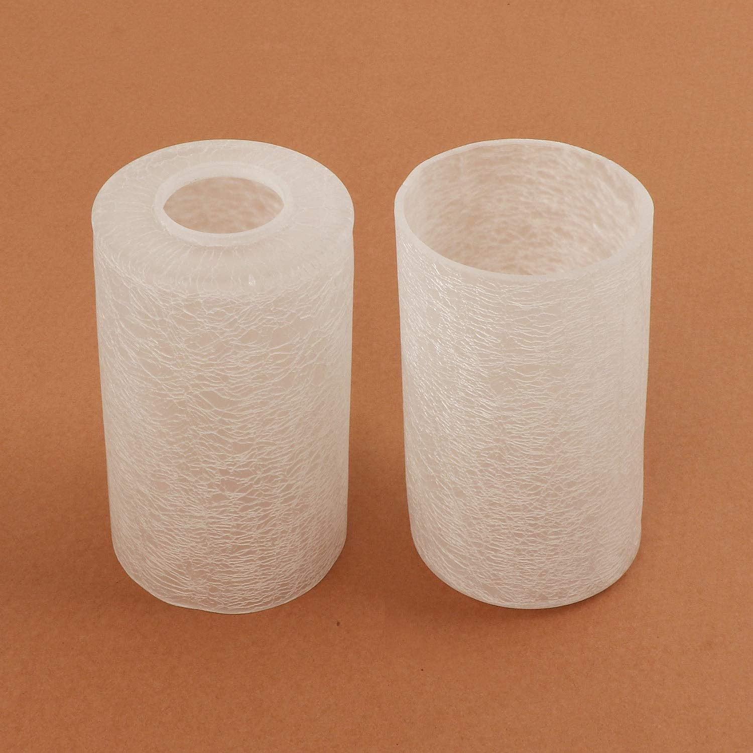 Frosted Glass Lamp Shade Crackle Finish 2 Pack Cylinder Glass Light Cover  