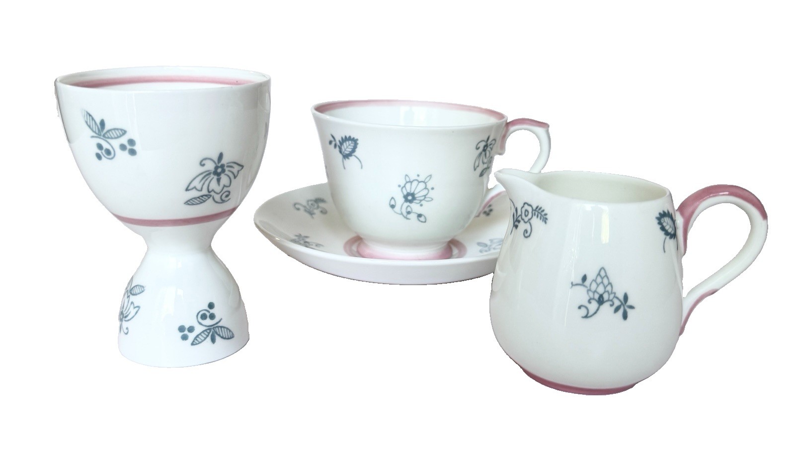 Crown Staffordshire Breakfast-For-One Set Rare Unique Pattern Vintage MCM