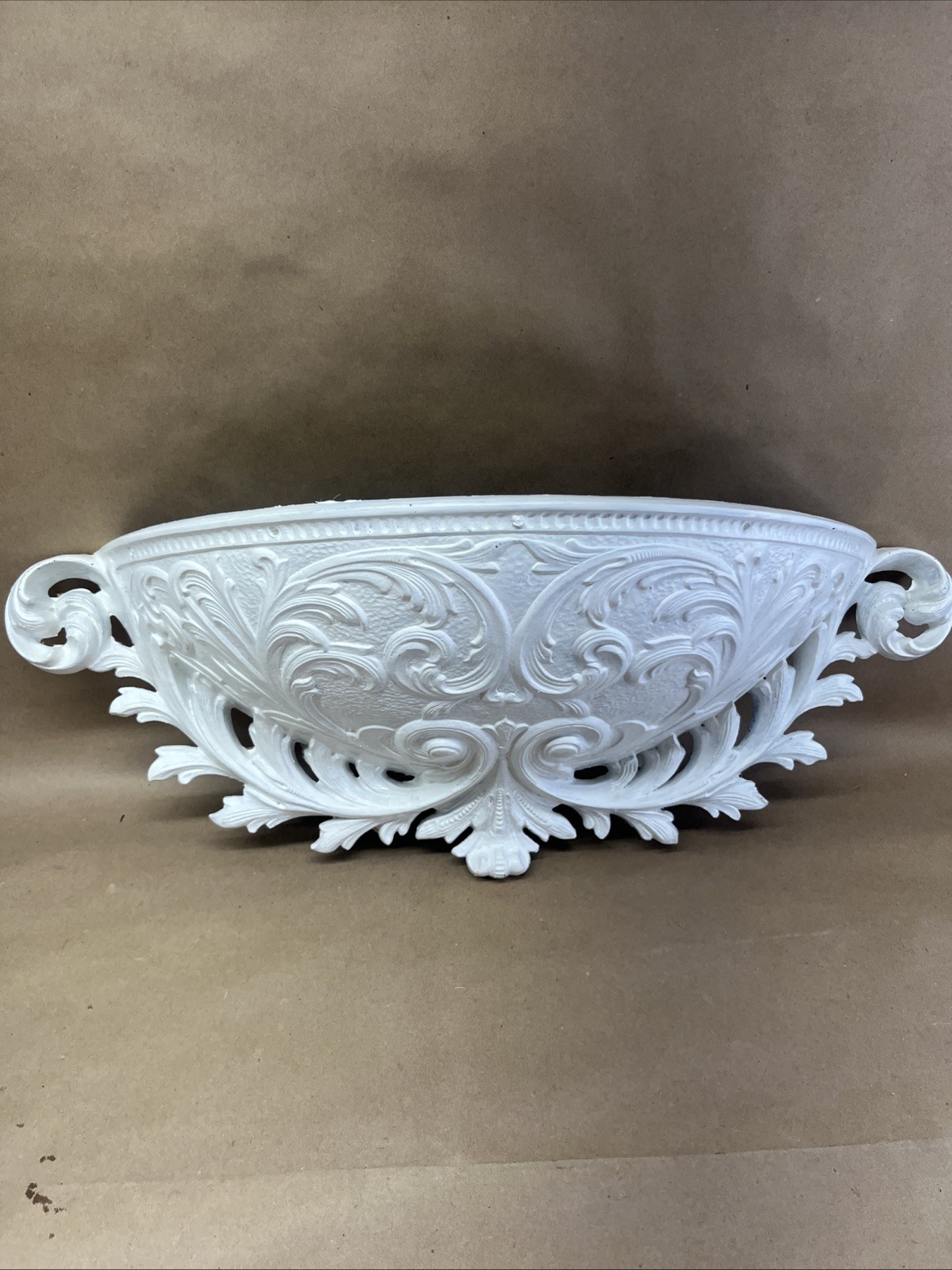 Vtg Burwood Homco Wall Pocket Planter Hollywood Regency White LARGE 23\