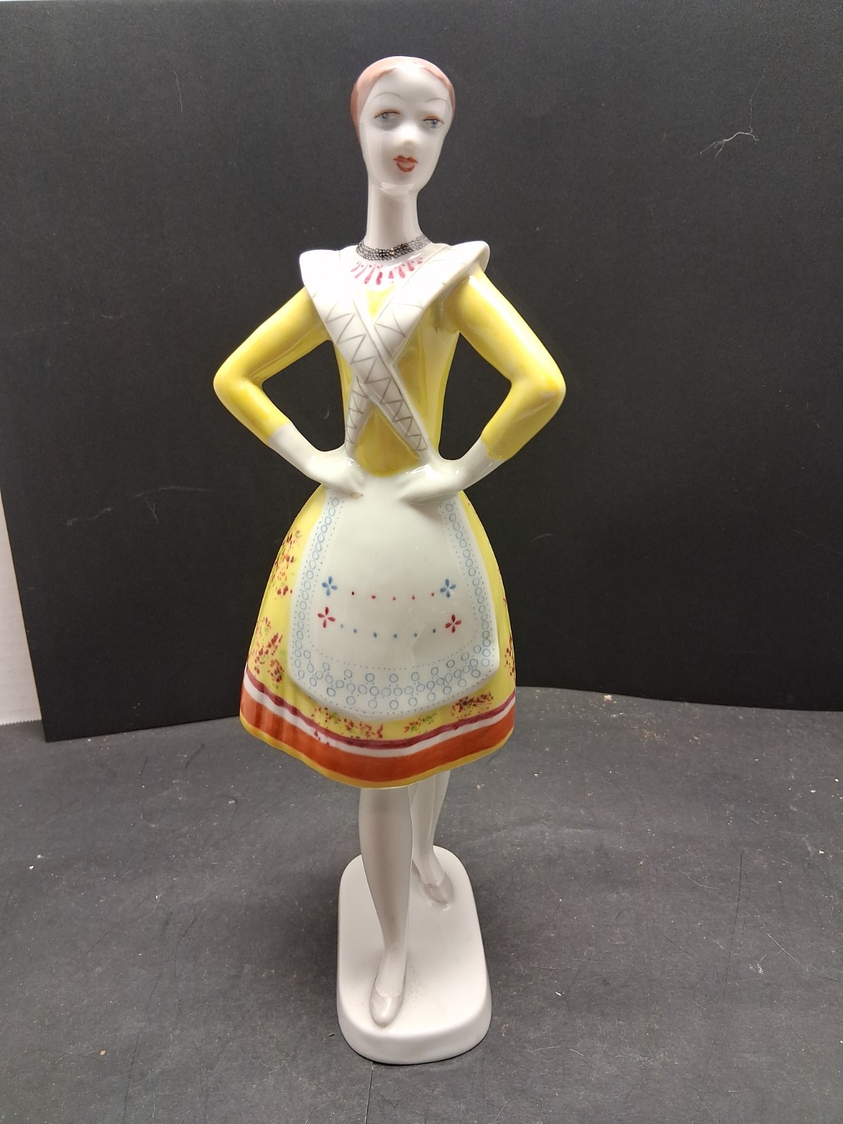 Hollohaza Hungarian Lady I Yellow Dress Folk Dancer Figurine.