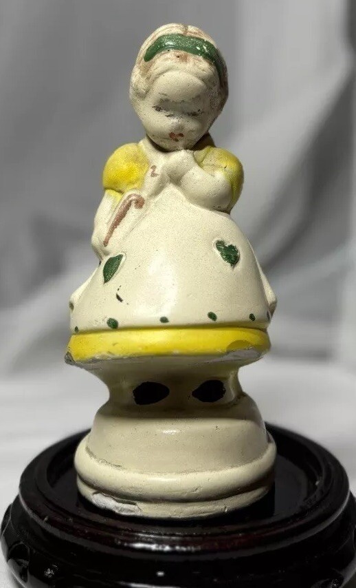 Vintage Chalkware Girl Holding Book