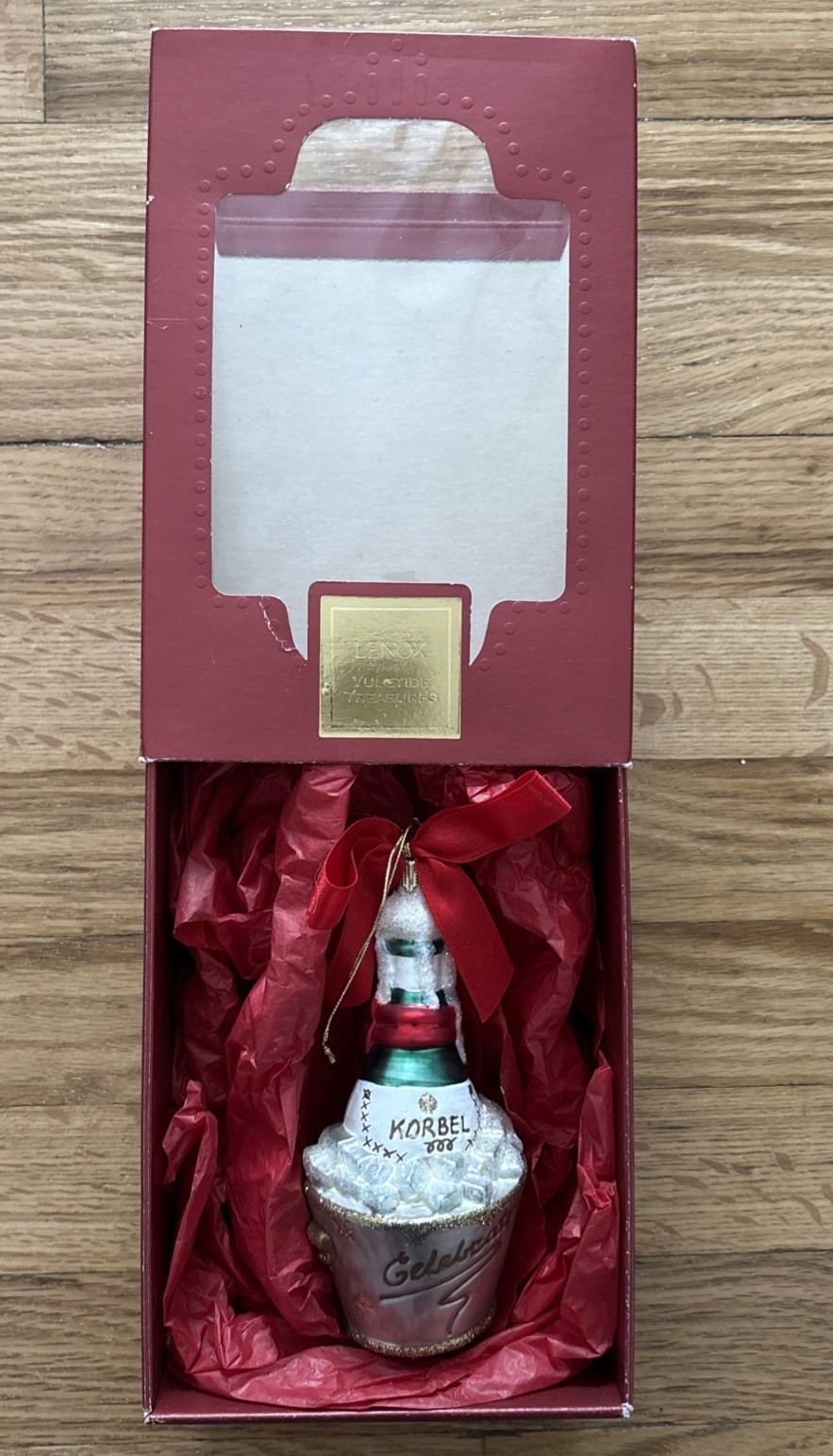 Lenox Yuletide Treasures 2001 “Celebrate” Korbel Champagne Christmas Ornament Lenox Yuletide Treasures 2001 “Celebrate” Korbel Champagne Christmas Ornament