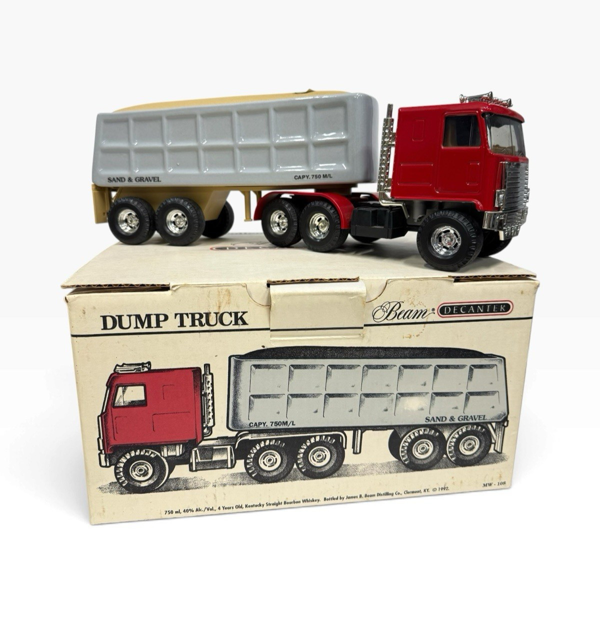 Vintage 1992 Jim Beam Dump Truck Decanter MW-108 In Original Box - Used Empty