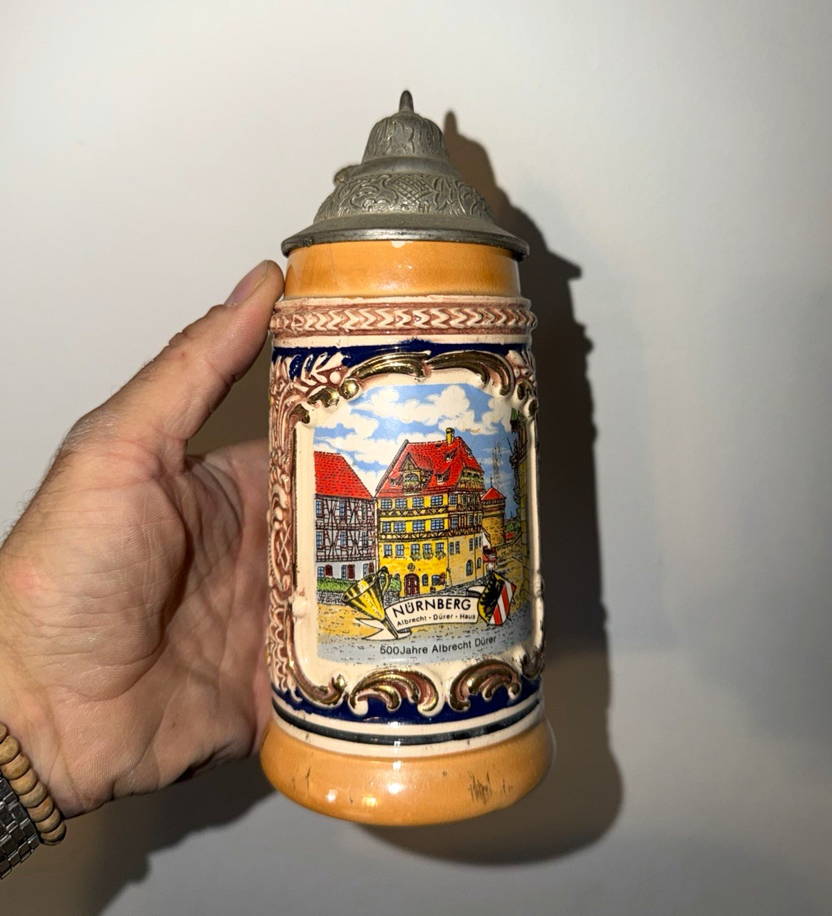 KING Germany Nurnberg Albrecht Durer Haus Lidded Beer Stein Breweriana