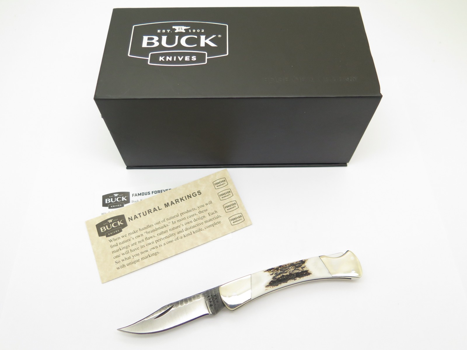 Buck Custom 055 The 55 Chip Flint Stag Handle Folding Lockback Pocket Knife