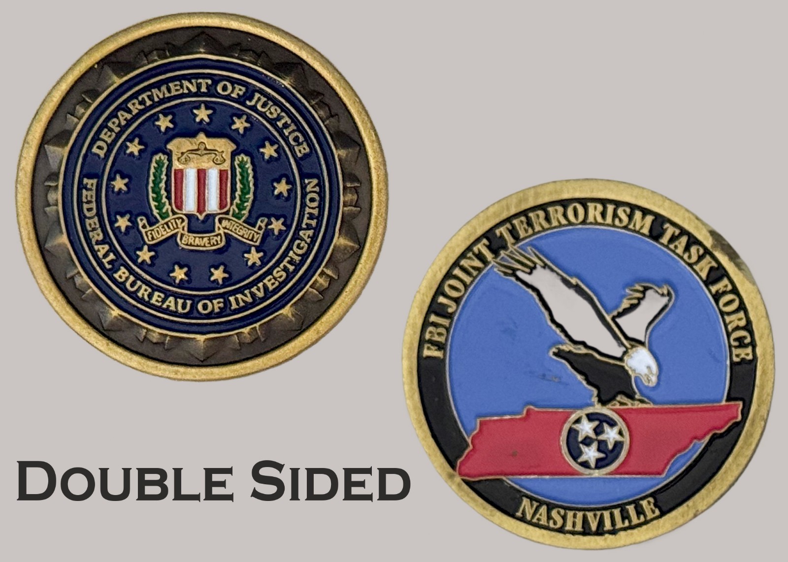 FBI Nashville Joint Terrorism Task Force Double Sided Challenge Coin  J#52